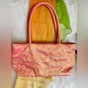LIKE NEW! Silk Bag with Beads!